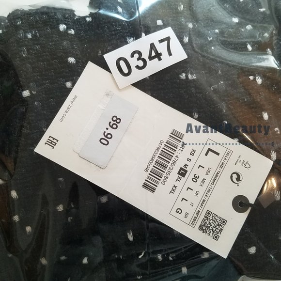 NWT ZARA SHORT STRAPPY TEXTURED DRESS PEARL BEADS BLACK LARGE REF.4786/335 BLOGG - Picture 7 of 7